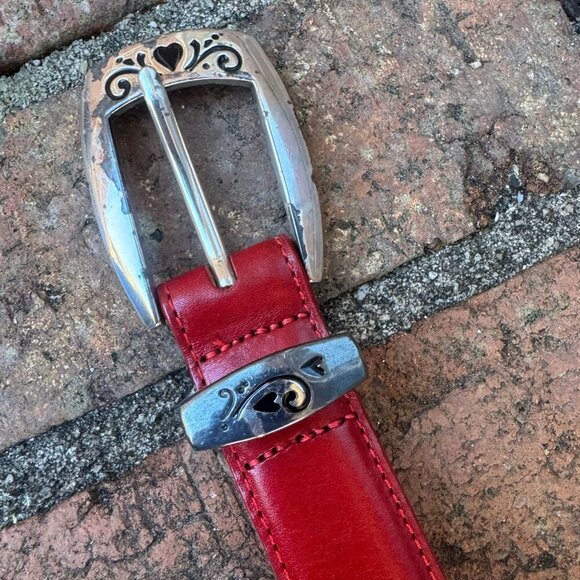 Brighton Red Leather Golf Belt Silver Conchos Size L 34 main image 8